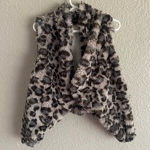 Sequin Hearts Youth Girls Faux Fur Leopard Vest | Size 14